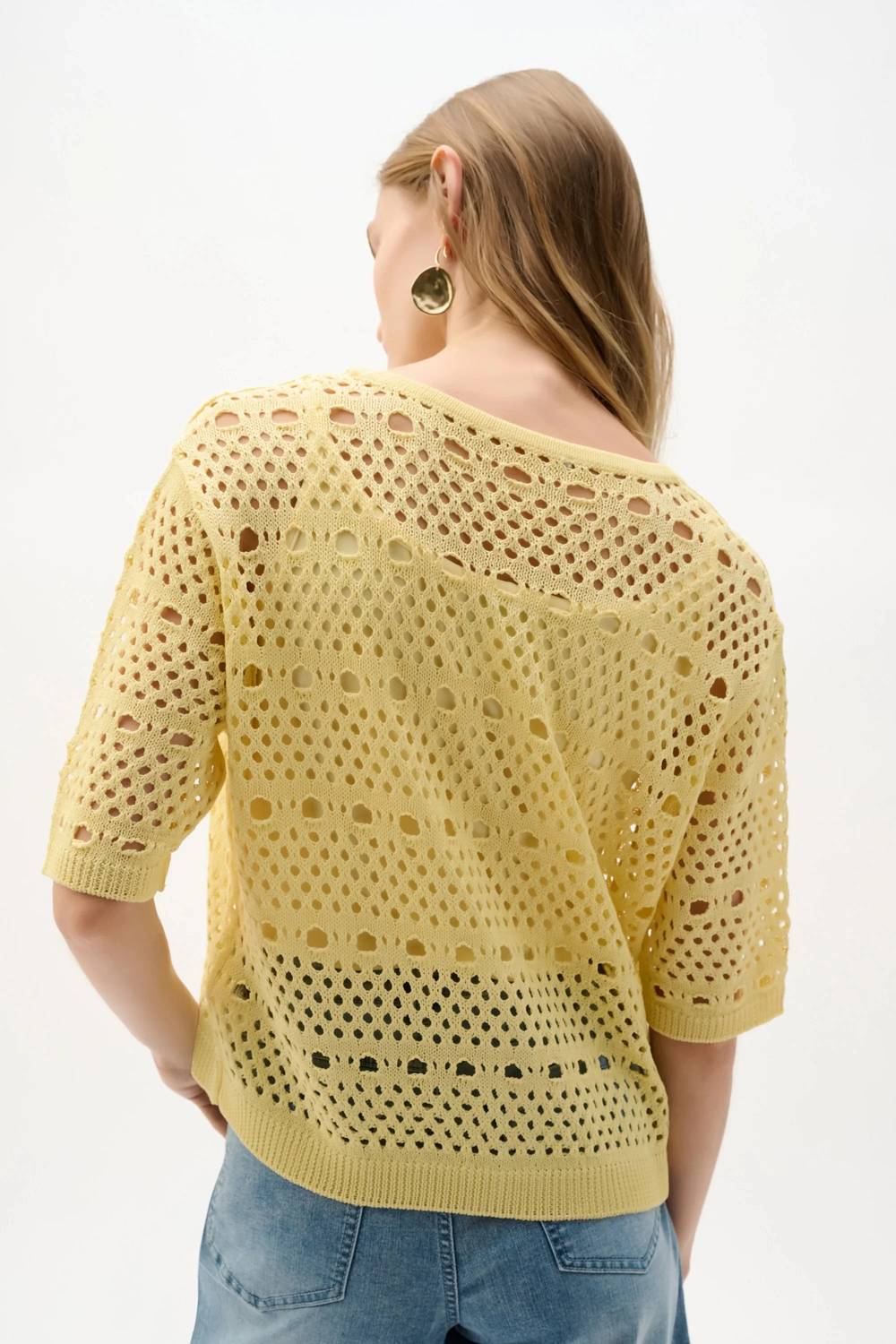 Joseph Ribkoff - Open Knit Short Sleeves Cardigan