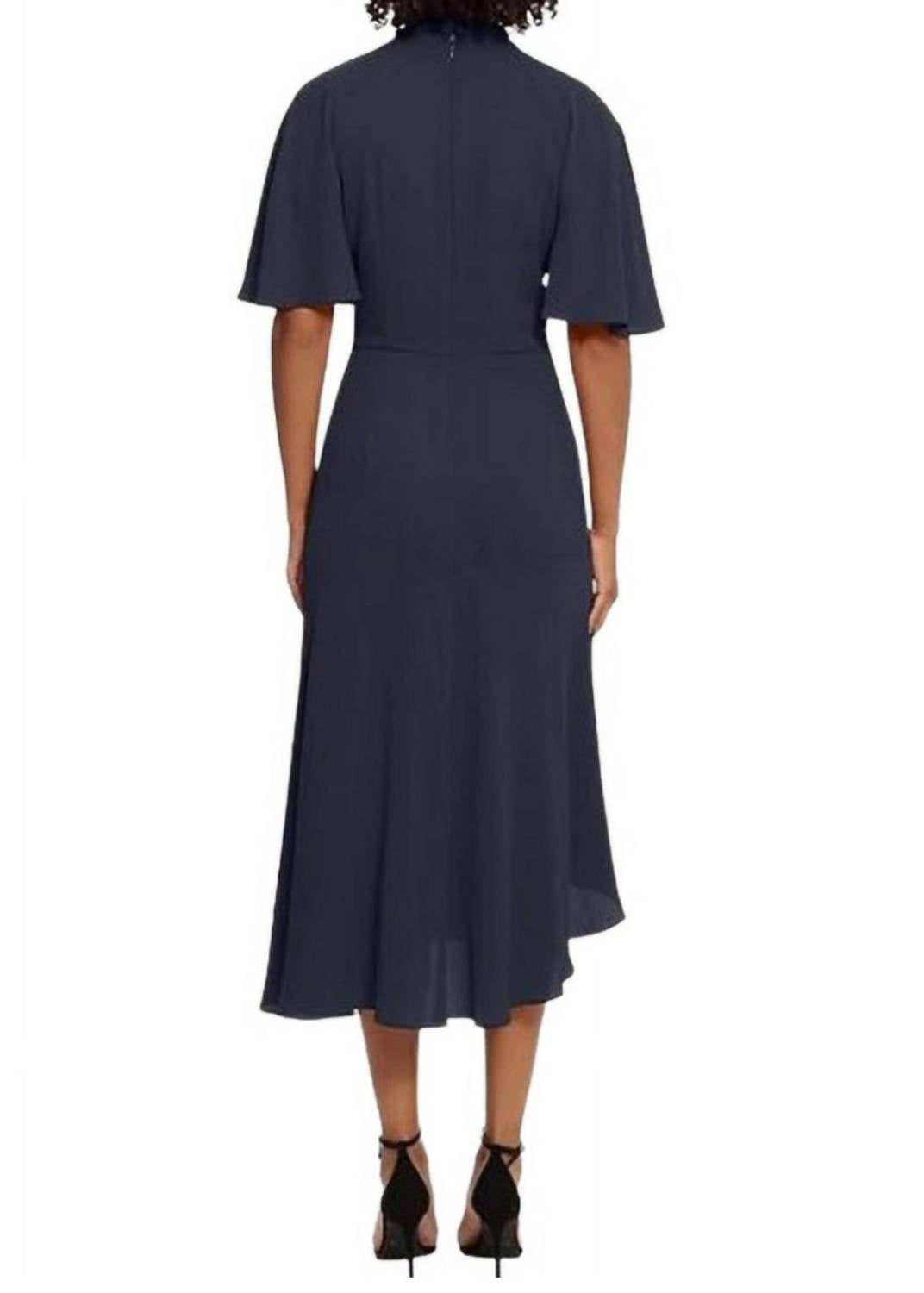 Maggy London - Twisted Mock Neck Asymmetrical Dress