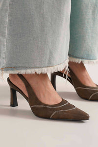 BEAST FASHION Women's Trinee Slingback Heels in camel - women's heels - detail view