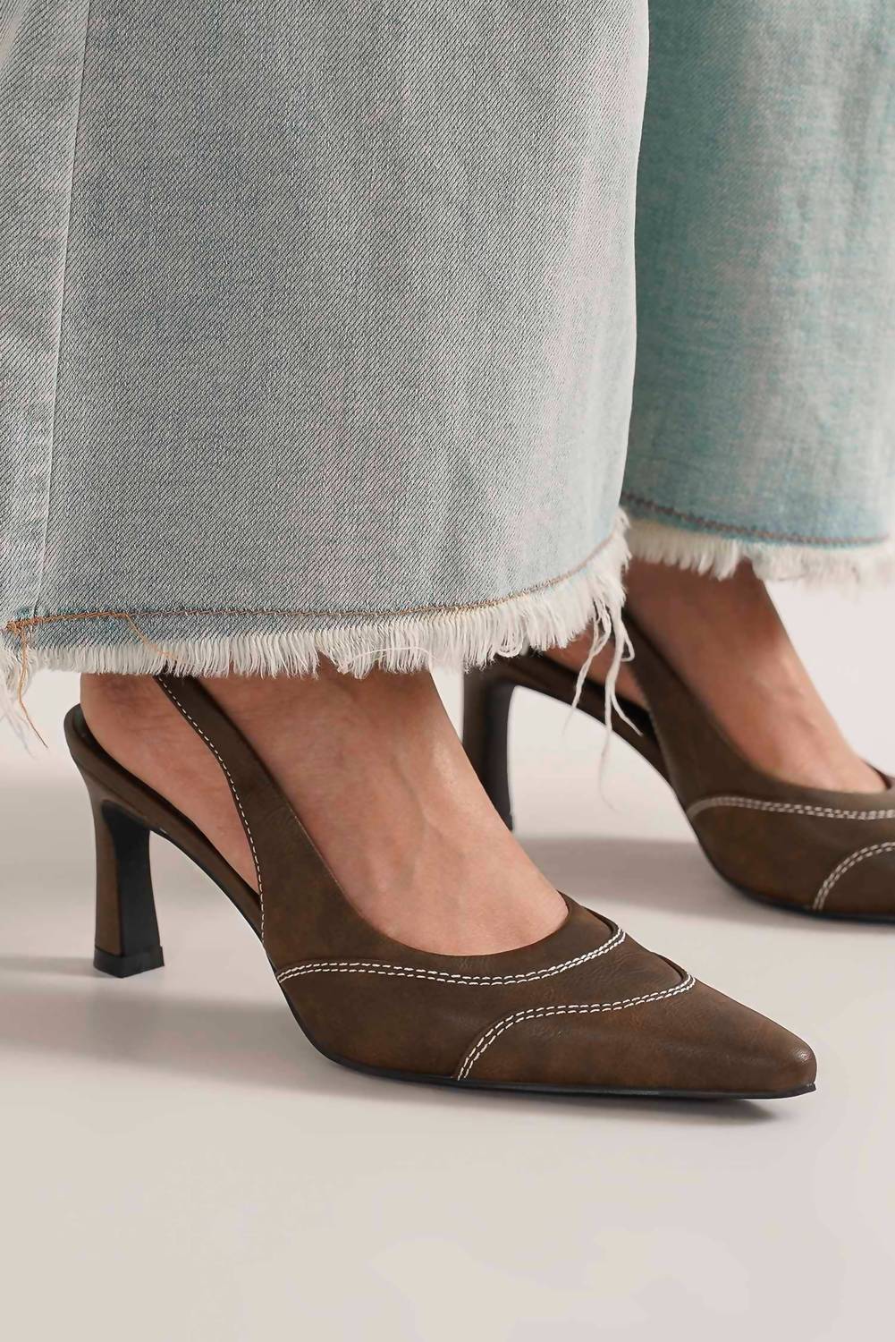 BEAST FASHION Women's Trinee Slingback Heels in camel - women's heels - detail view