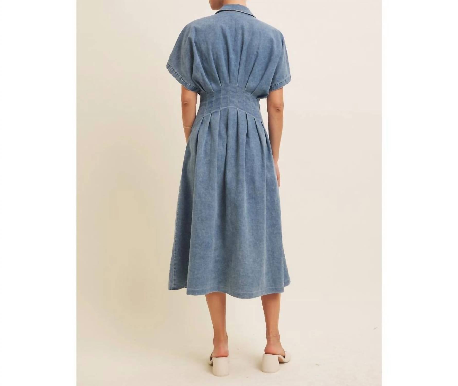 In February - Button Down Pleated Midi Dress