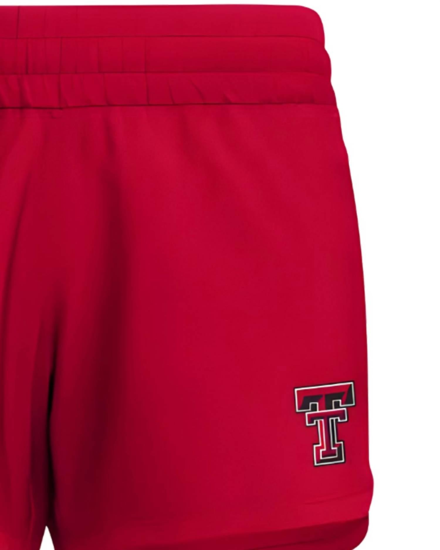 adidas Ladies' Texas Tech Designed To Train Shorts in red - women's shorts - detail view