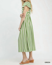 Umgee - Striped Button-front Midi Dress