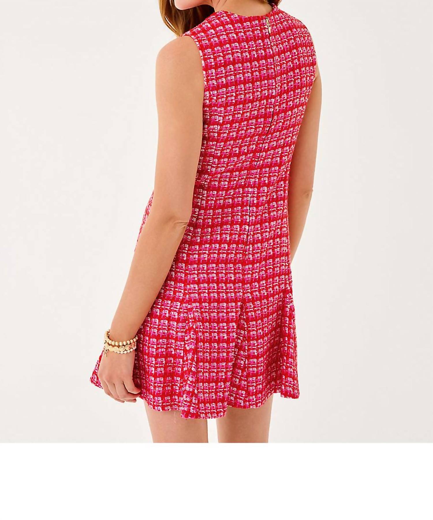 Lilly Pulitzer Enya Dress in cranberry red fiesta boucle - women's dress - detail view