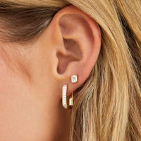 Ef Collection - Women's Bezel Set Emerald Cut Diamond Stud Earring