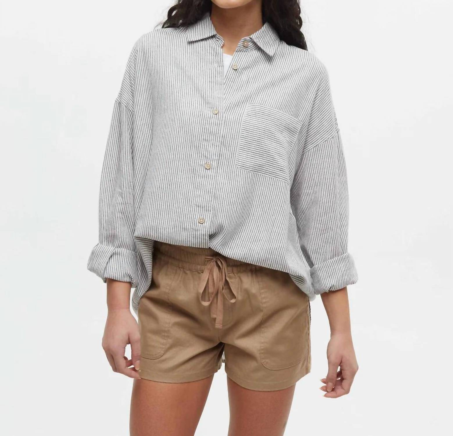 Tentree - West End Oversized Fit Button Up Longsleeve Shirt