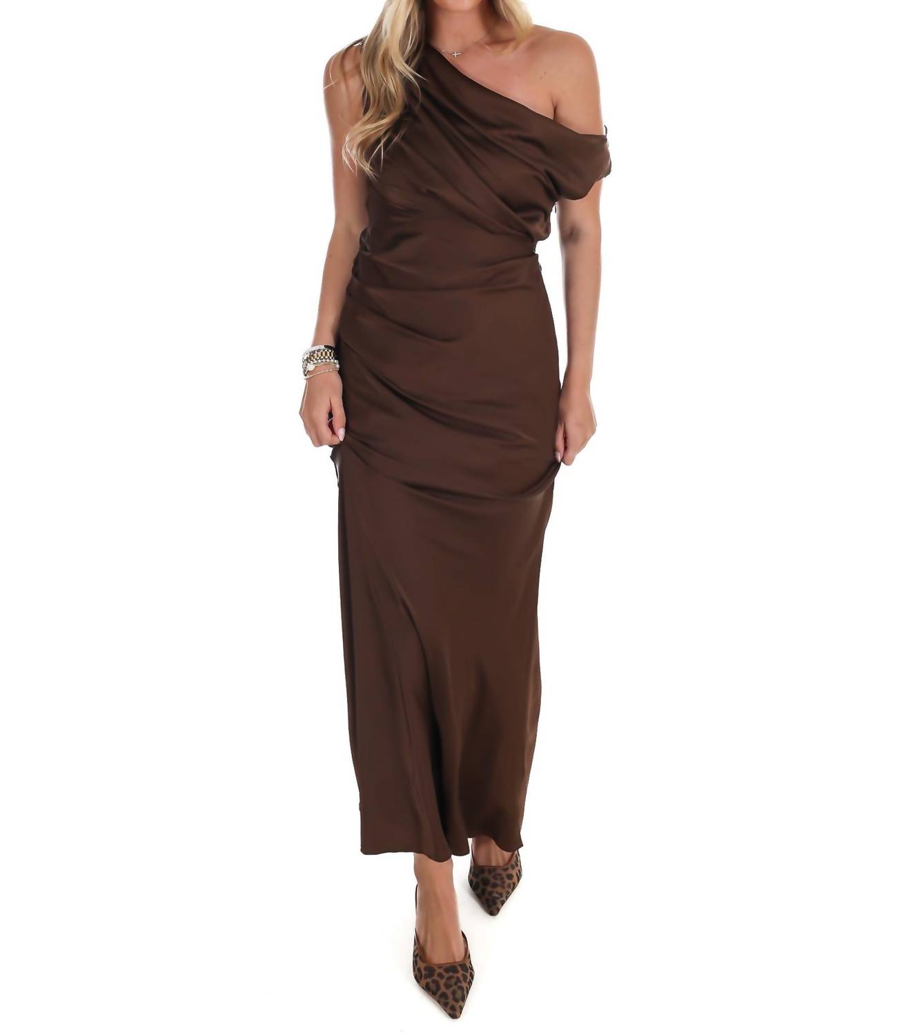 Mable - Satin Luxe One Shoulder Maxi Dress