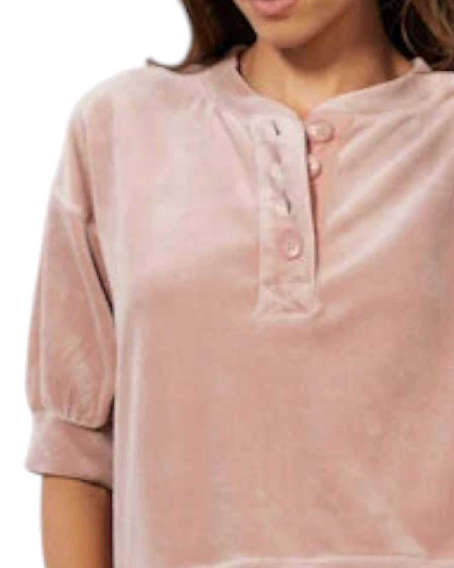 Bobi - Puff Sleeve Boxy Henley Sweatshirt
