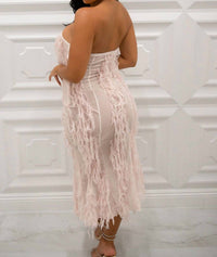 New Pink - Kara Feather Midi Dress