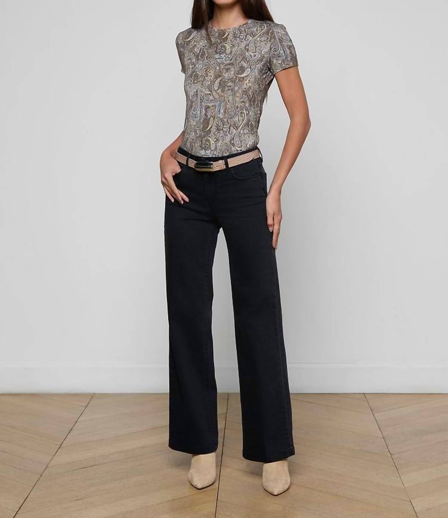 L'Agence Scottie Wide-leg Jean in washed black - women's jeans