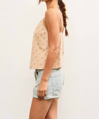 Mustard Seed - Elena Front Button Closure Lace Cami Top