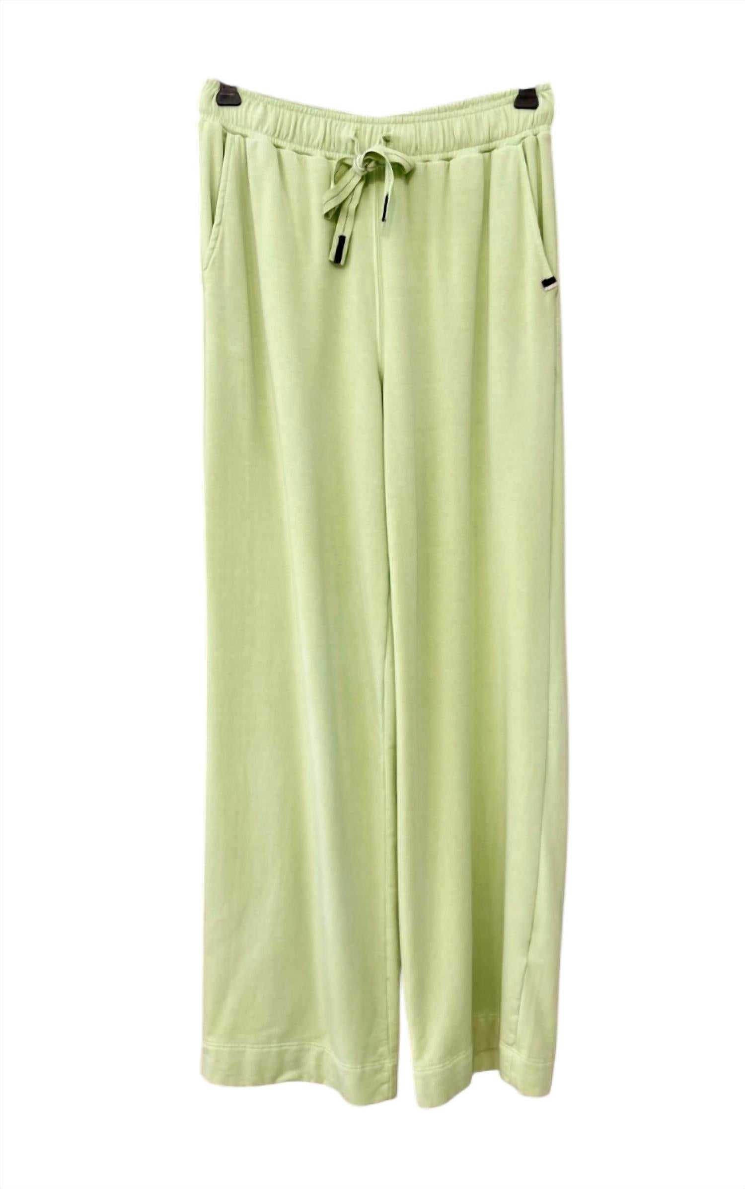 STATESIDE Women's Softest Fleece Draw Pants in pistachio - women's pants - detail view