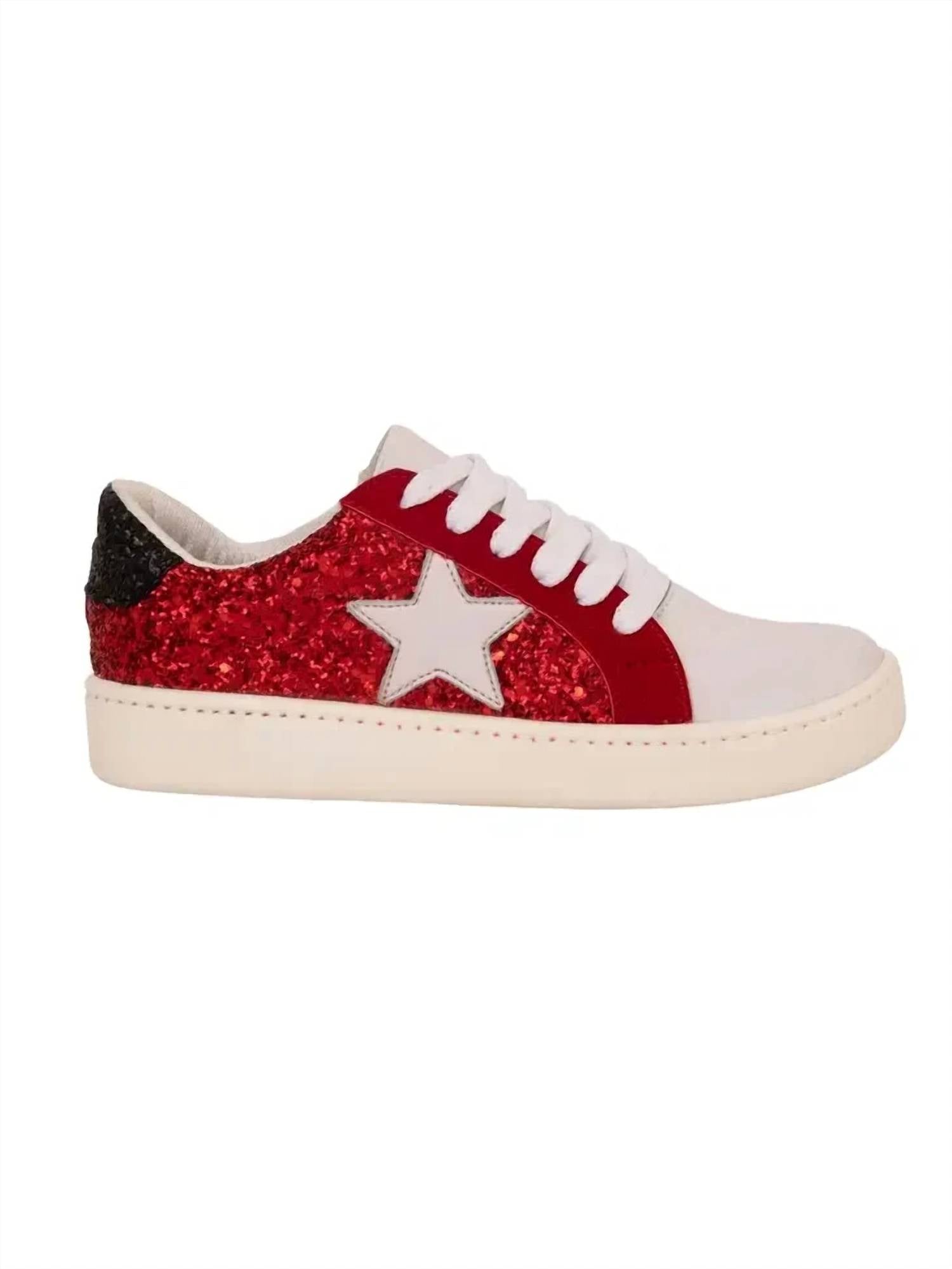 Maker's Women's Sparkling Game Day Sneakers in red black - women's sneaker