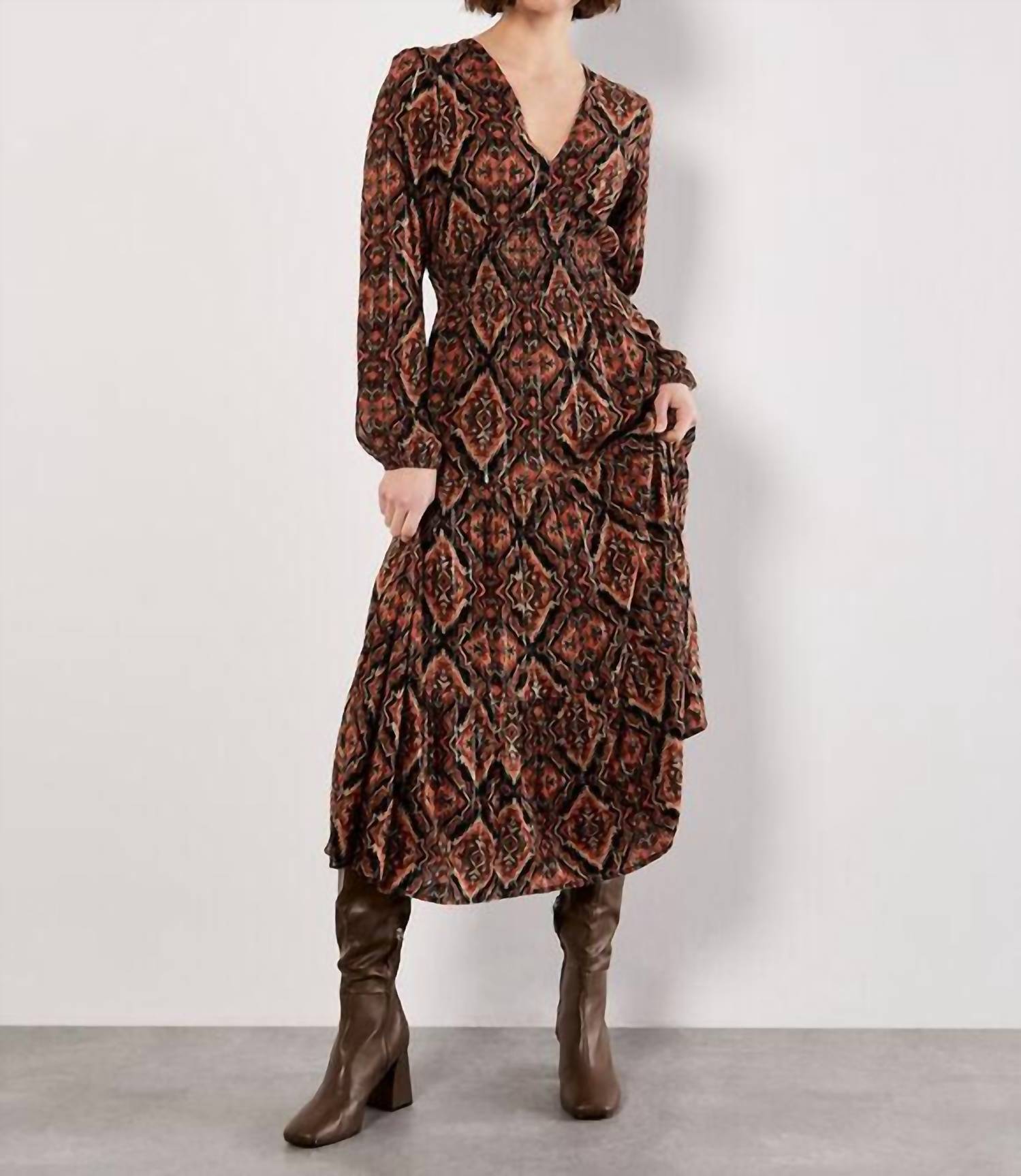 Apricot - Smock Waist Tiered Dress