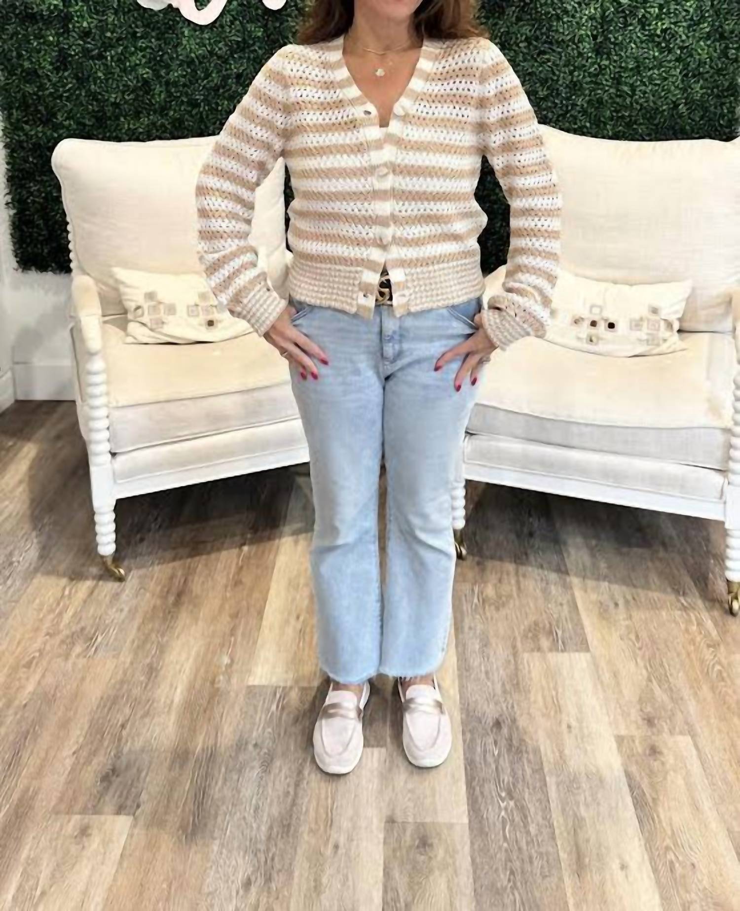 Elan - V-neck Striped Cardigan