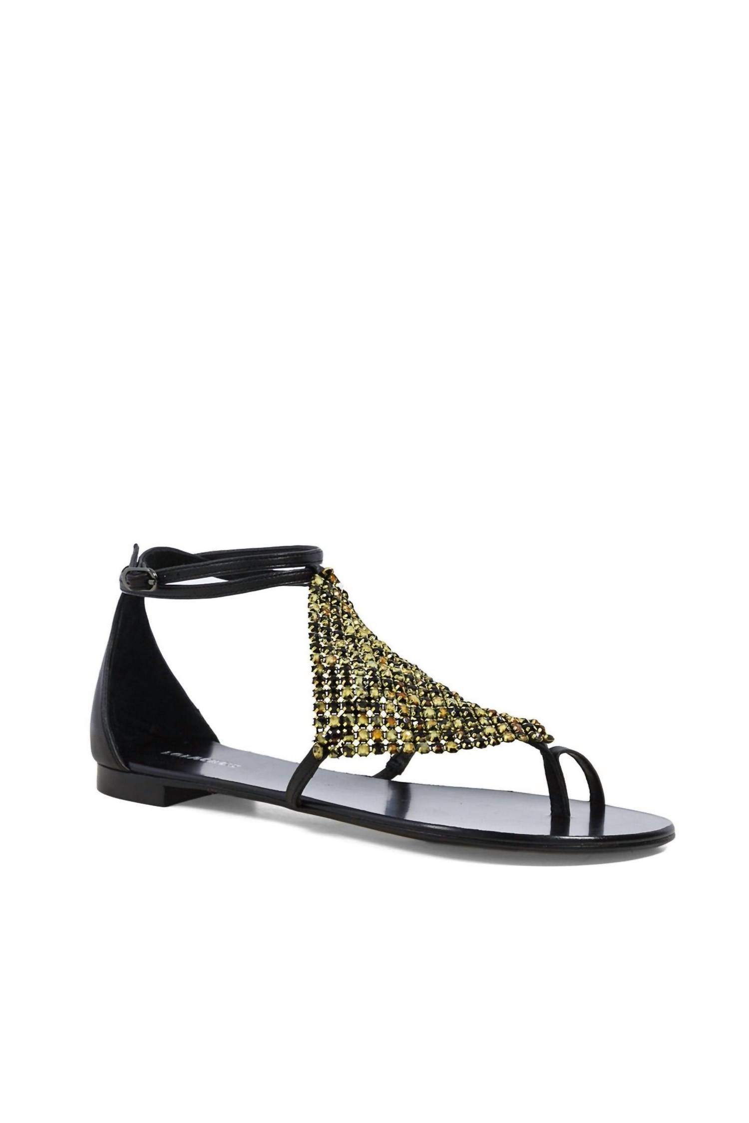 LOLA CRUZ Women's Flat Leather Sandals in black - women's sandal
