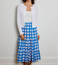 DESIGN HISTORY Pointelle Crew Cardigan in white - women's cardigan - detail view