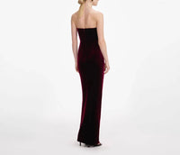 Self-Portrait - Velvet Bandeau Maxi Dress