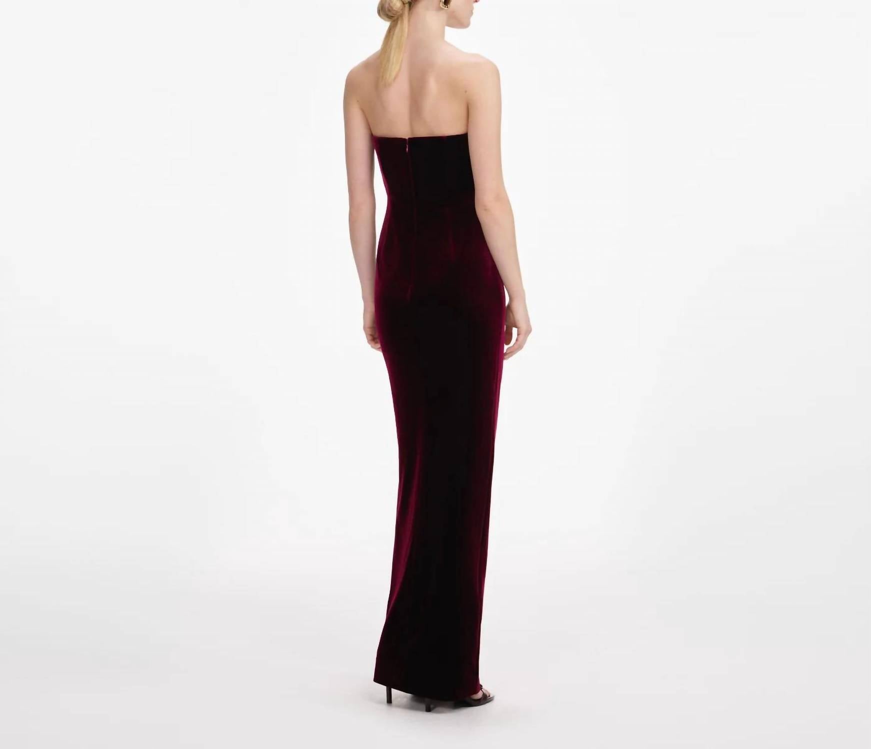 Self-Portrait - Velvet Bandeau Maxi Dress