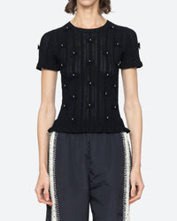 SEA Alberta Pearl Short Sleeve Top in black - women's blouse