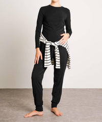 NOM Maternity Liv Long Sleeve Tee in black - women's long sleeve top