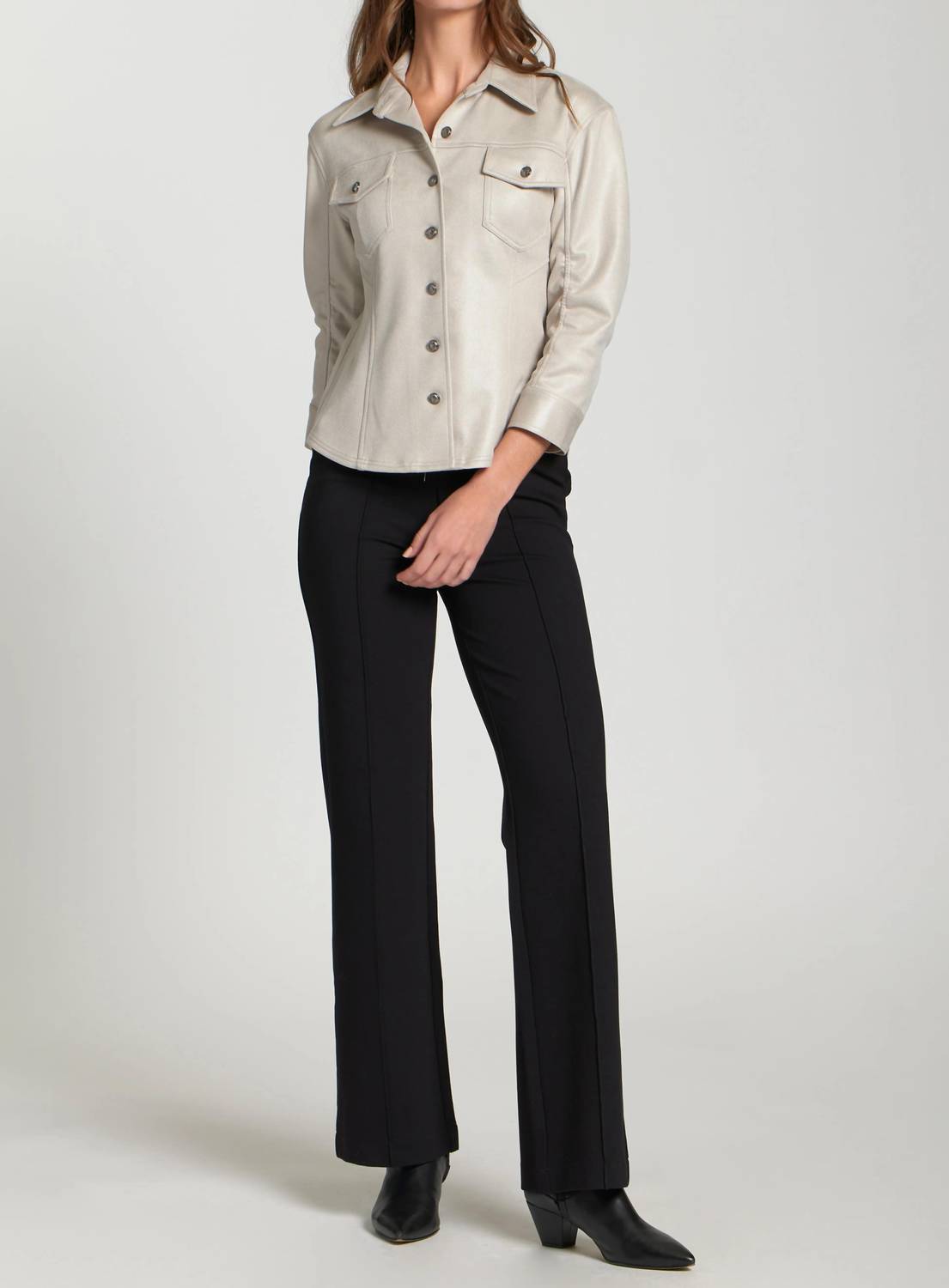 Apny - Faux Suede Shirt Jacket