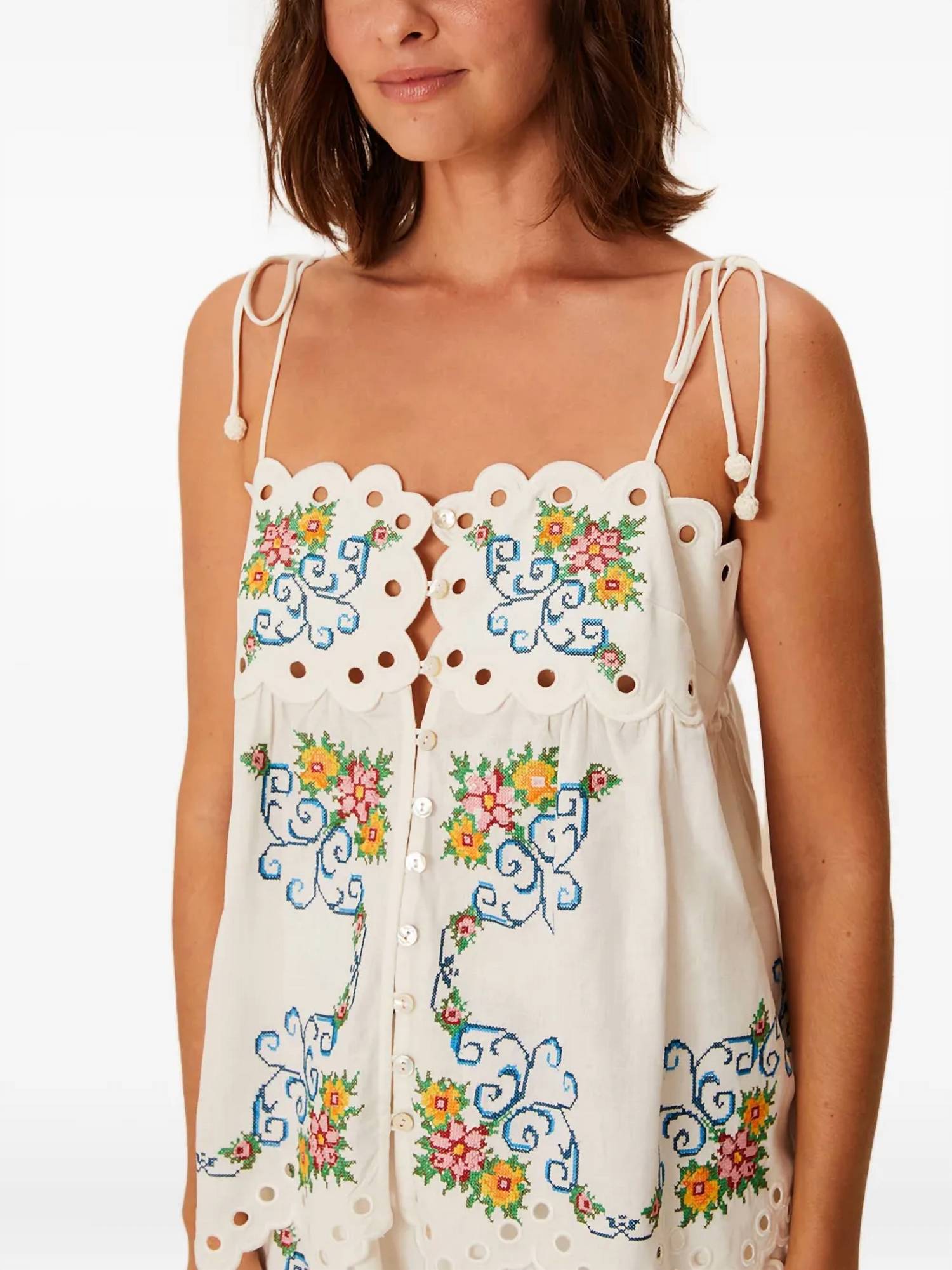 Farm Rio - Anna Scallop Floral Cami Top