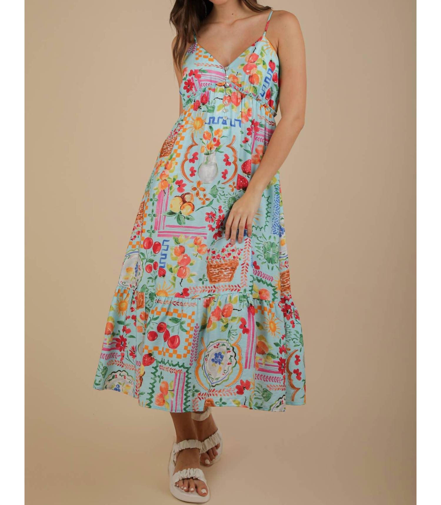 Endless Blu. - Summer Sky Midi Printed Dress