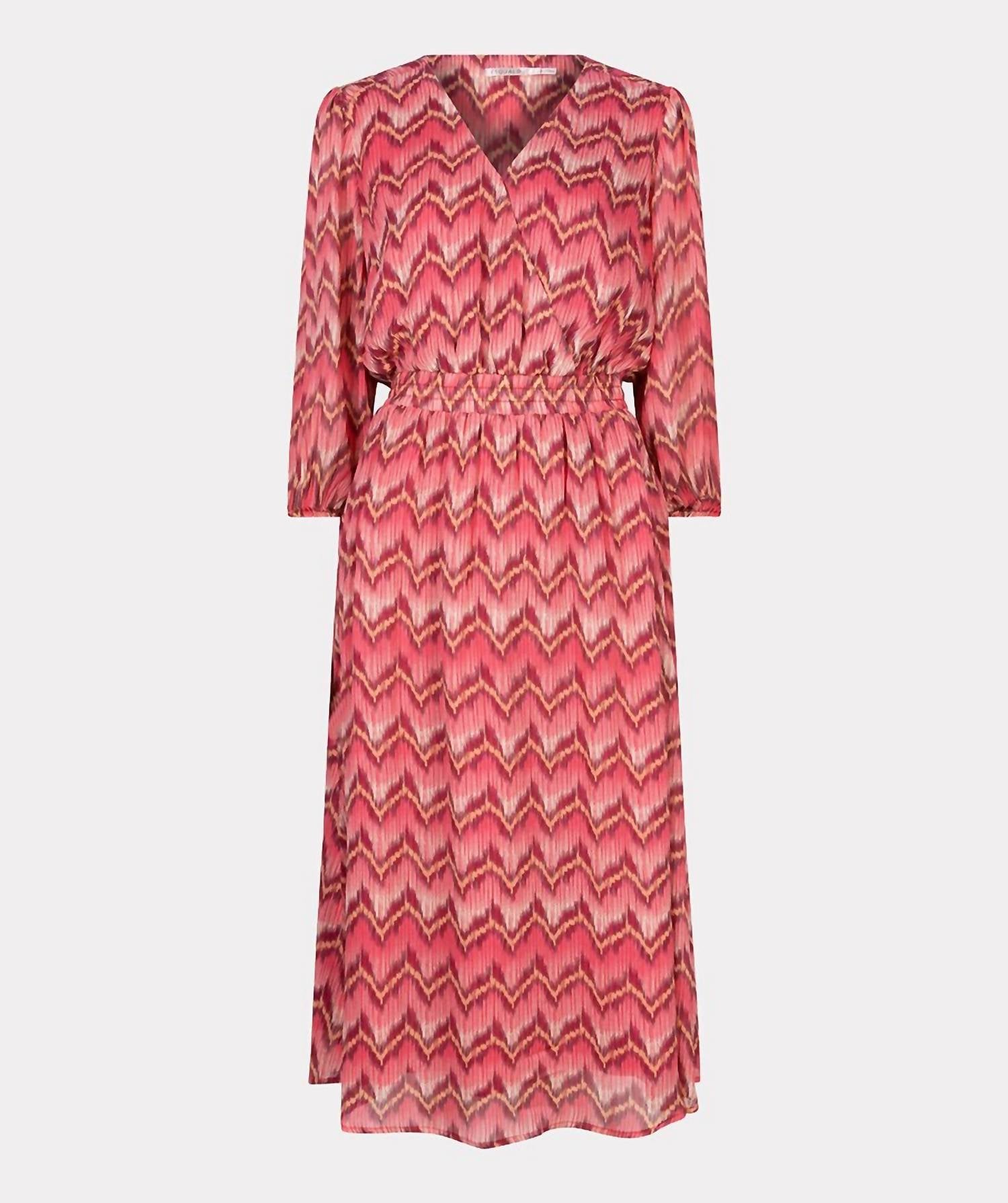 Esqualo - Elastic Waist Crossover Long Zigzag Crepe Dress