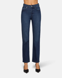 EB Denim High Rise Straight Leg Jeans in midnight ridge - women's jeans