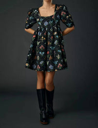 En Saison - Daphne Floral Tapestry Jacquard Trapeze Mini Dress