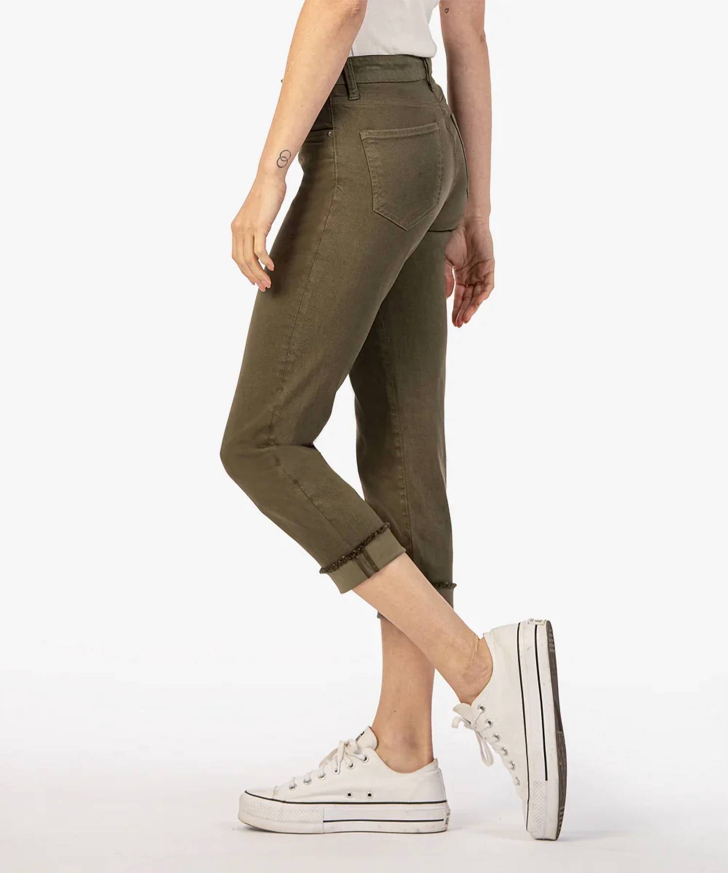 Kut From The Kloth - Amy Crop Straight Leg Roll Up Fray Hem Jeans