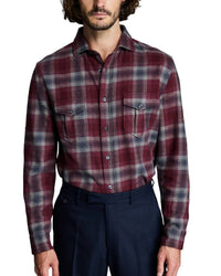 Billy Reid Brushed Bold Plaid Scout Shirt in syrah multi - men's shirt