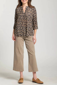 Apny - Chiffon V Neck Top With Tassel
