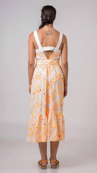 Aether Concept - Midi Linen Dress With Embroidery