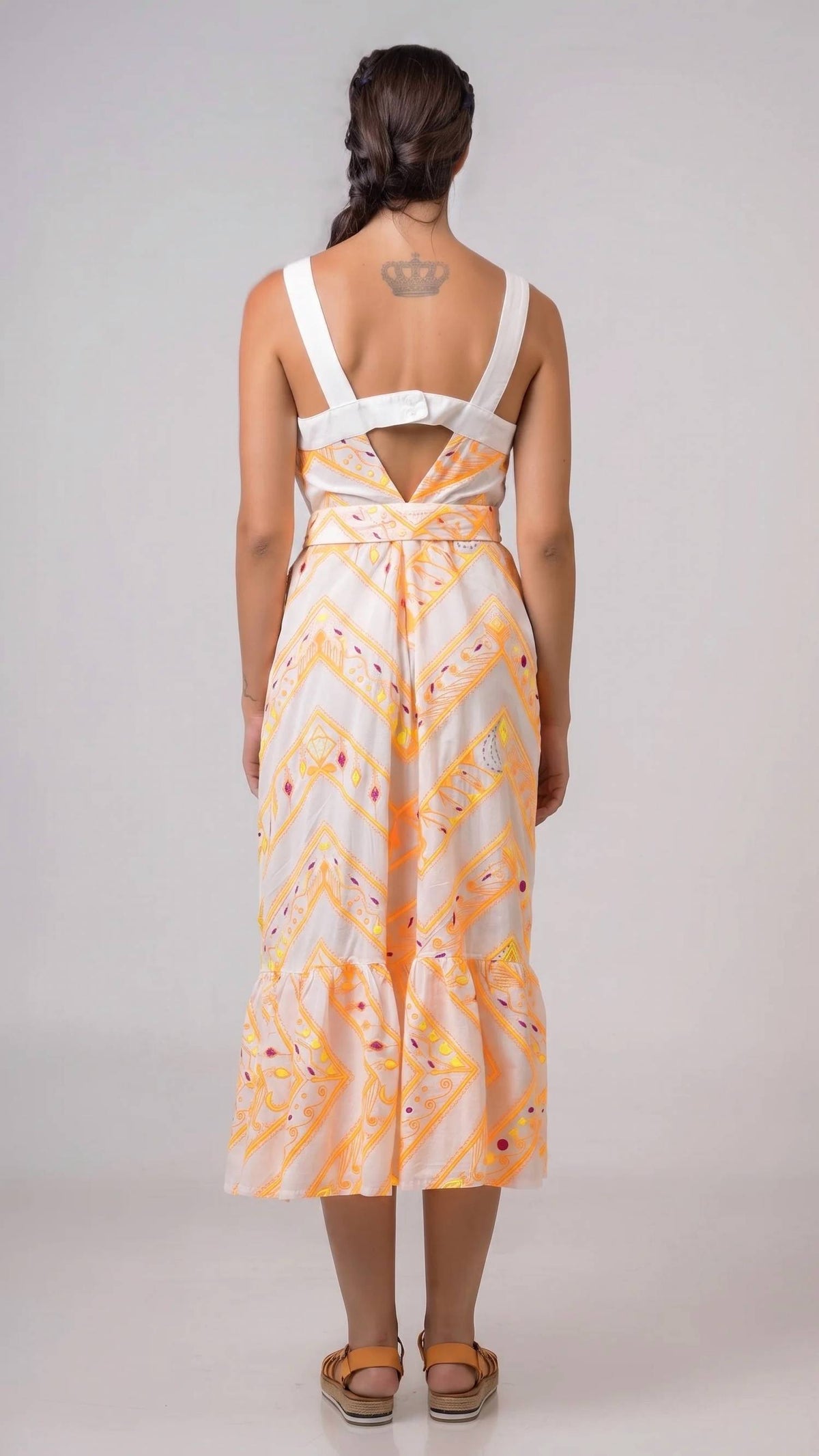 Aether Concept - Midi Linen Dress With Embroidery