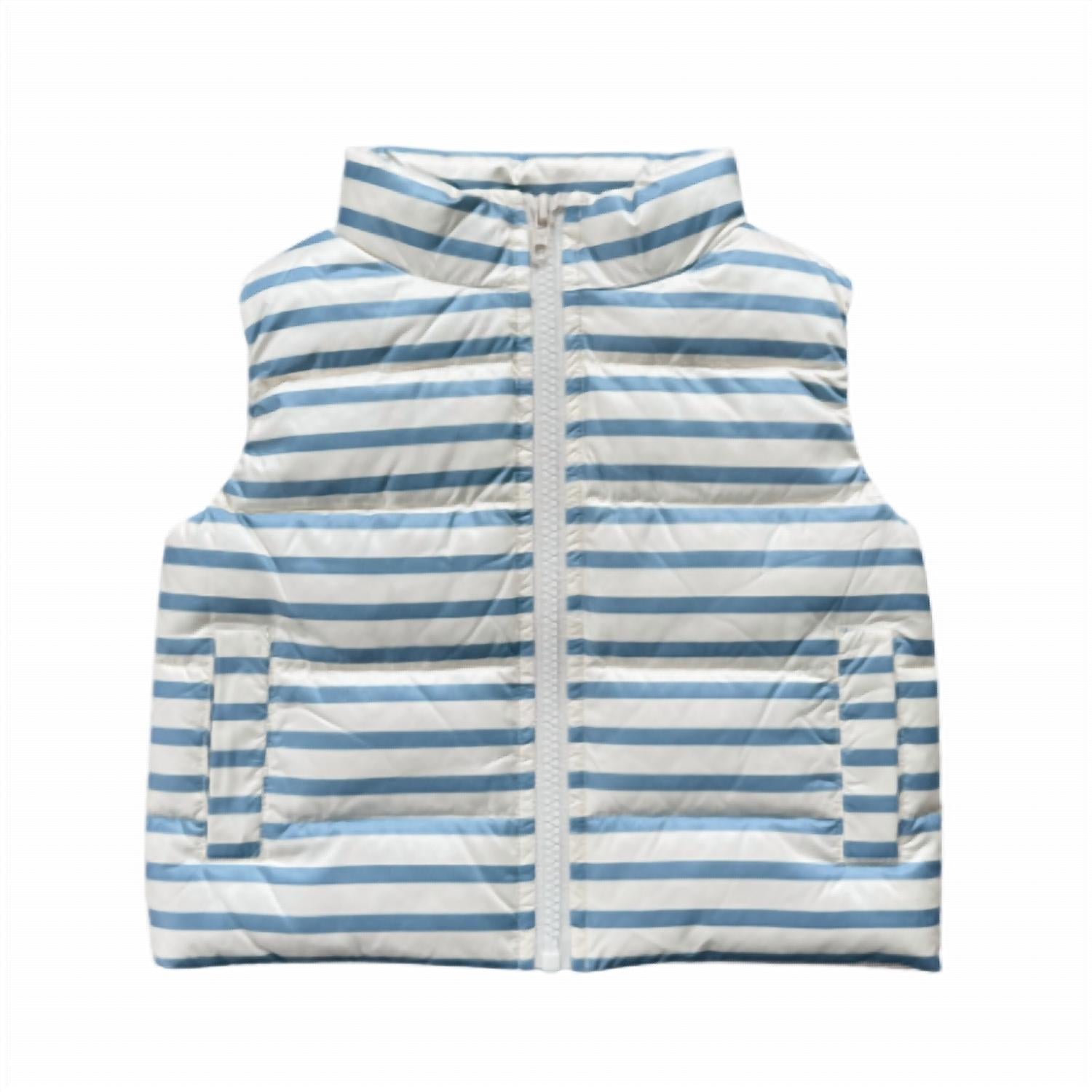 babysprouts Kid's Puffer Vest in ski blue stripe - item