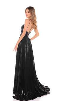 AMARRA Metallic Cutout A-line Slit Gown in black - women's dress - alternate view