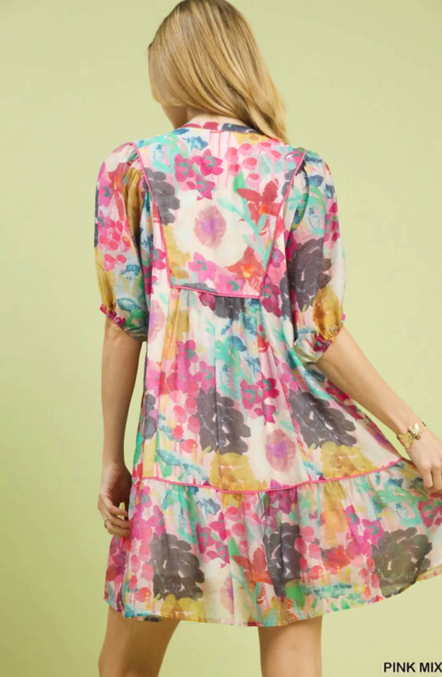 Umgee - Wildflower Whimsy Floral Babydoll Dress