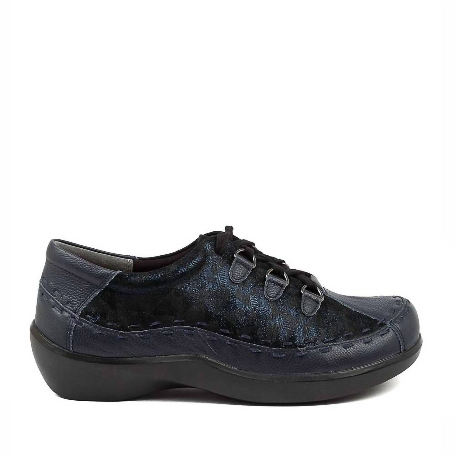 Ziera Women’s Allsorts Shoe – Extra Wide in navy swirl leather - women's sneaker - detail view