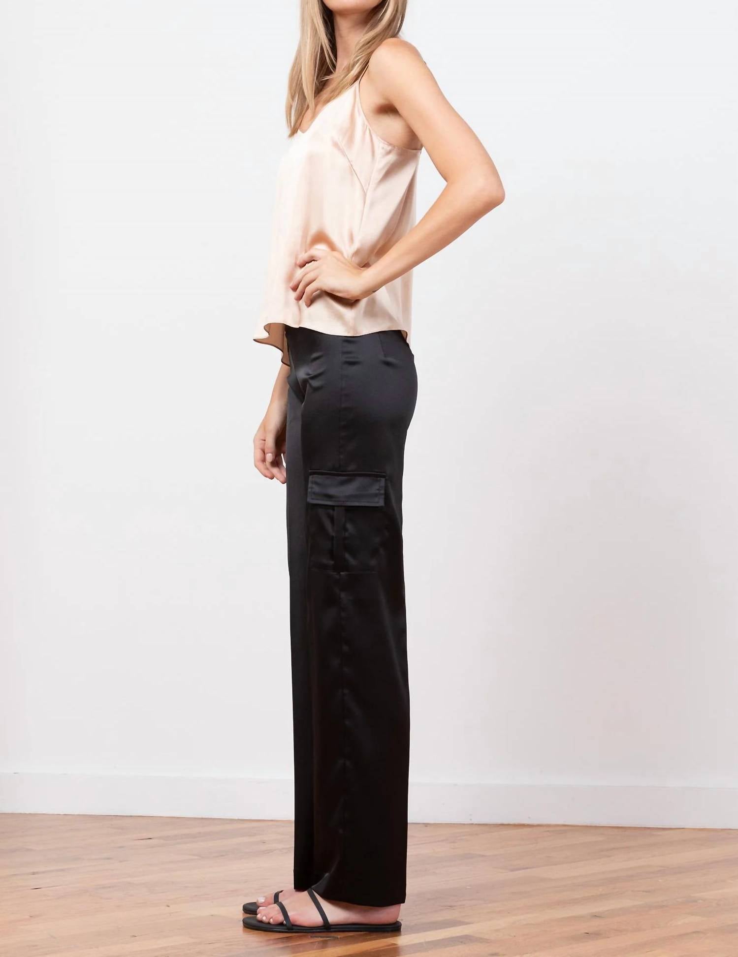 Avenue Montaigne - Eclipse Satin Wide Cargo Pants