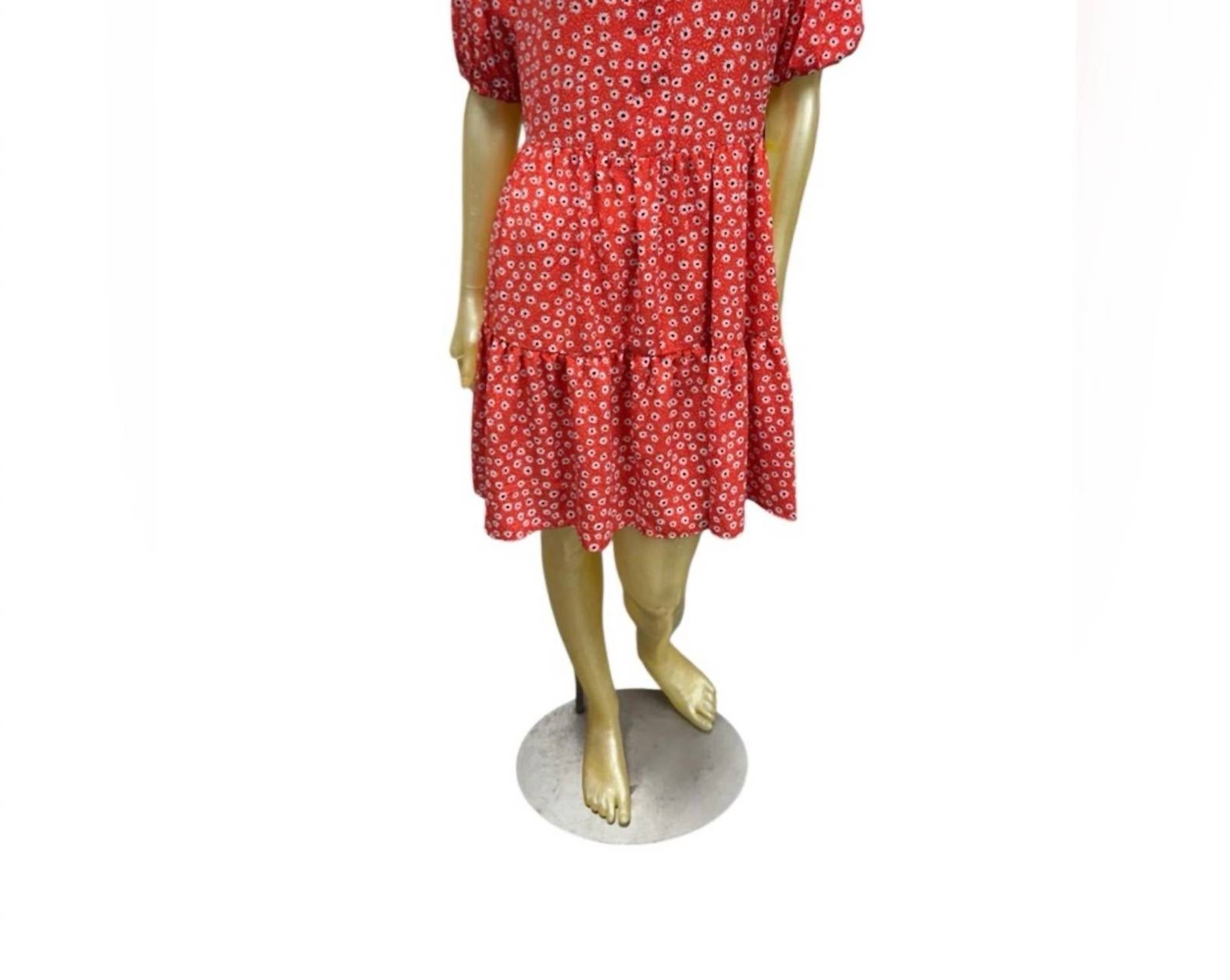CeCe Daisy Mini Dress in red - women's dress - detail view