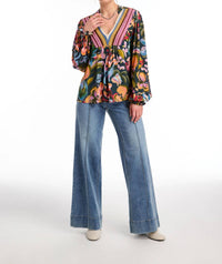 Fdj - Lace Neckline Print Tee