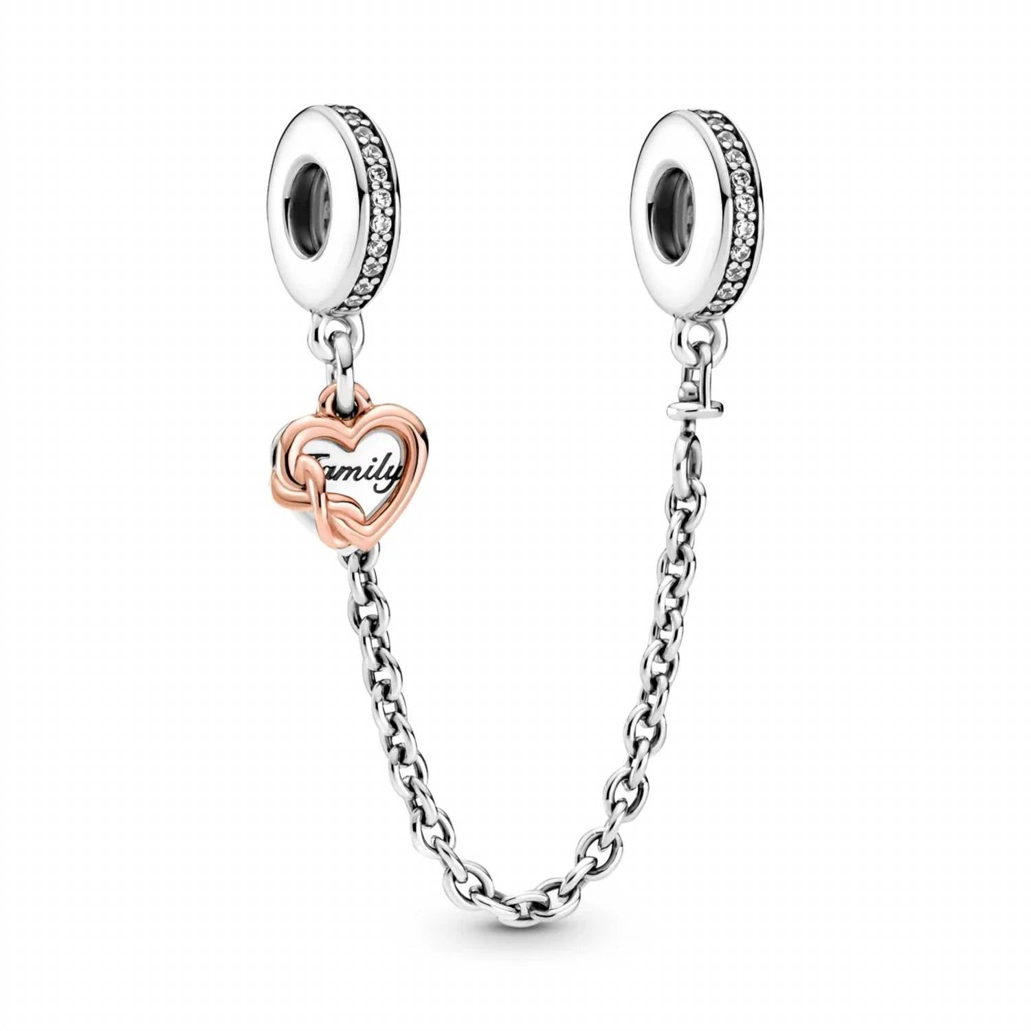 Pandora - Women's Family Heart Safety Chain Charm