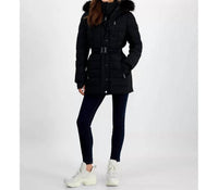 Michael Michael Kors - Belted Chevron Scutab Stretch Quilted Coat Jacket