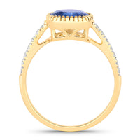 Diana M Jewels Women's Cushion Natural Sapphire Fashion Ring (2.46 Ct) - Classic Plus in 18k yellow gold - women's jewelry - detail view