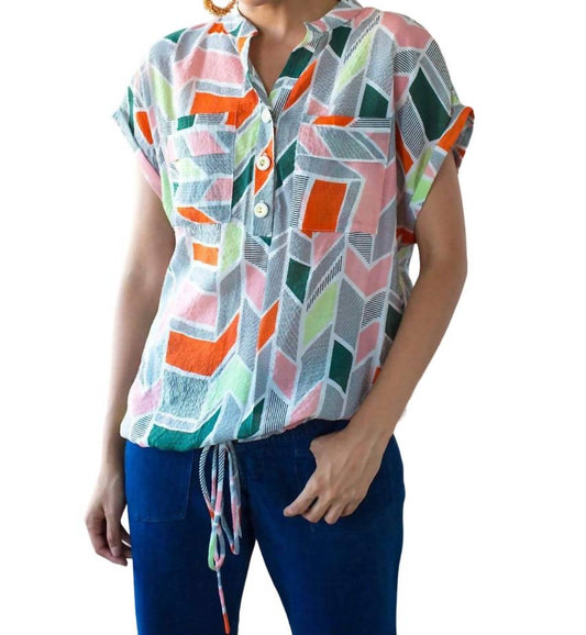 Nico Drawstring Roll Sleeve Top