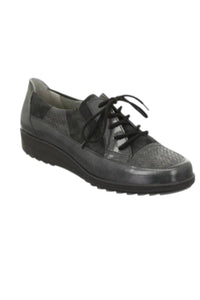 Ara Women's Mae Leather Sneaker in crow patent snake suede - women's sneaker - detail view