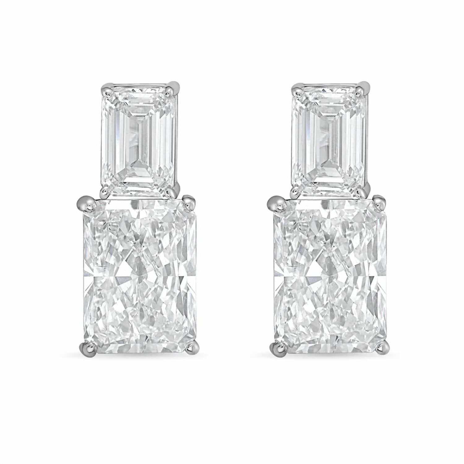 Diana M Jewels - Women's Emerald Lab-Grown Diamond Stud Earrings (15.00 Ct TCW) - Grand