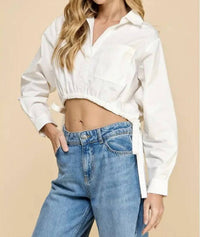 Tcec - Long Sleeve Cropped Poplin Shirt
